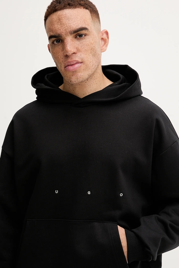 HUGO hanorac de bumbac Dabilano negru 50545997