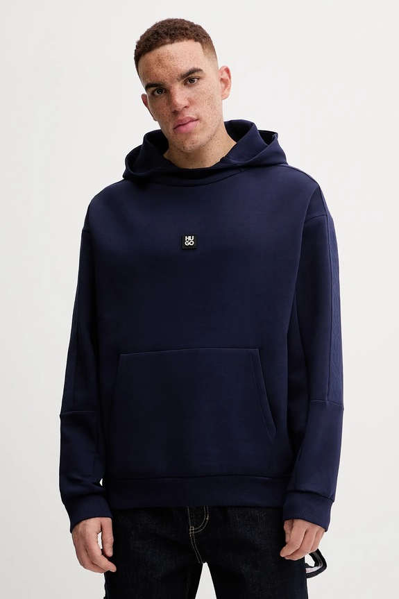 HUGO bluză Danovohood imprimeu bleumarin 50546400
