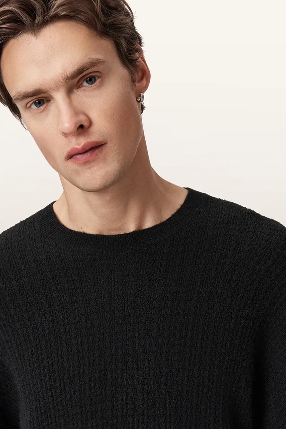 Πουλόβερ με προσθήκη αλπακά AllSaints JAKOB M008KD μαύρο AW25