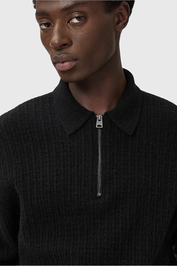 Πουλόβερ με προσθήκη αλπακά AllSaints JAKOB M007KD μαύρο AW25