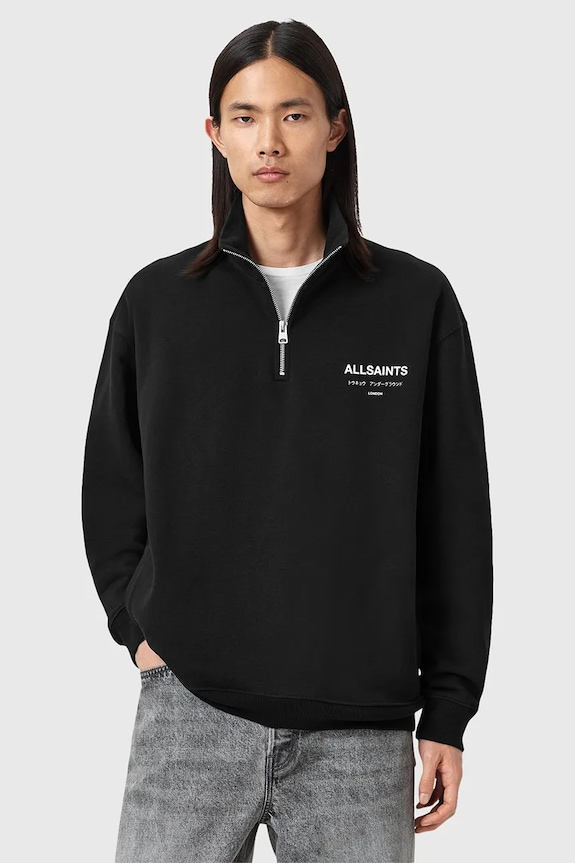 Βαμβακερή μπλούζα AllSaints UNDERGROUND βαμβάκι μαύρο M042NB