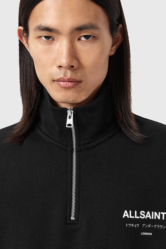 Βαμβακερή μπλούζα AllSaints UNDERGROUND M042NB μαύρο SS26
