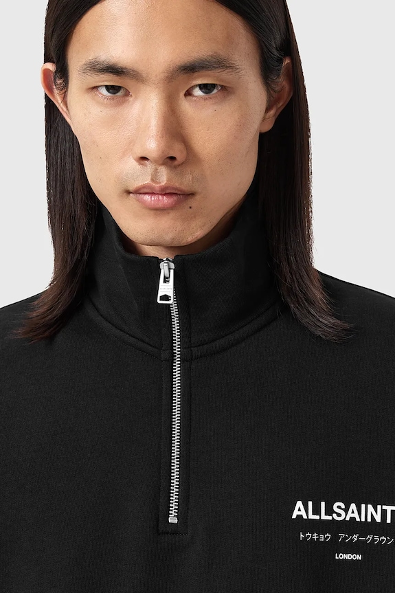 Βαμβακερή μπλούζα AllSaints UNDERGROUND M042NB μαύρο SS26