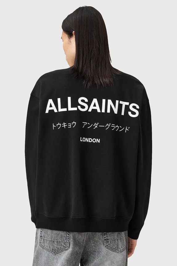 Βαμβακερή μπλούζα AllSaints UNDERGROUND μαύρο M042NB