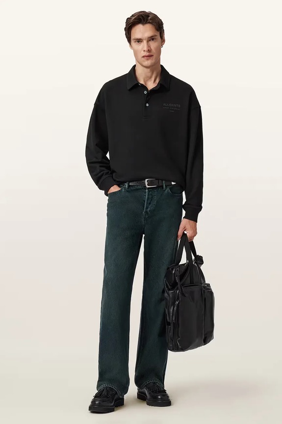 Βαμβακερή μπλούζα AllSaints XANDER M020NC μαύρο