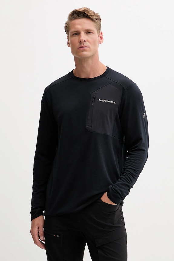 Športové tričko s dlhým rukávom Peak Performance Freelight jednofarebný čierna G80161