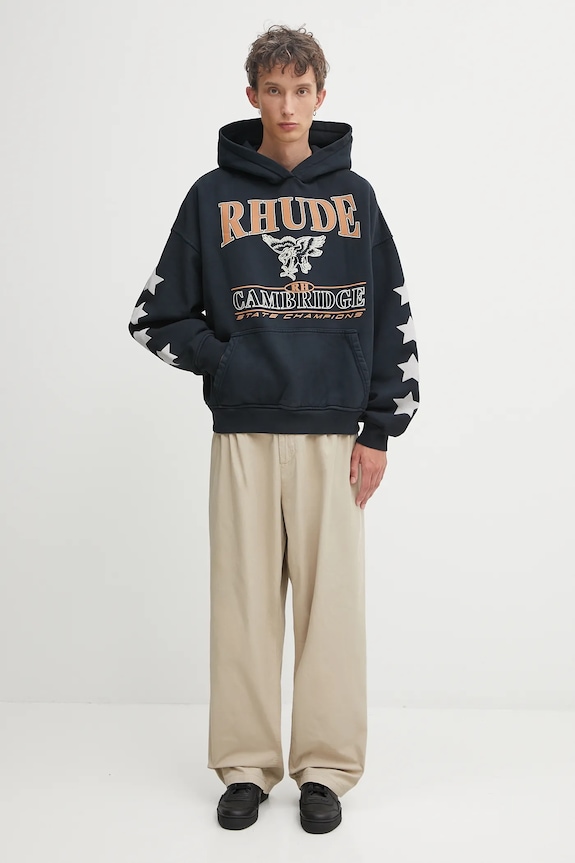Bavlněná mikina RHUDE Cambridge State Champs RHPF25HO10012 černá