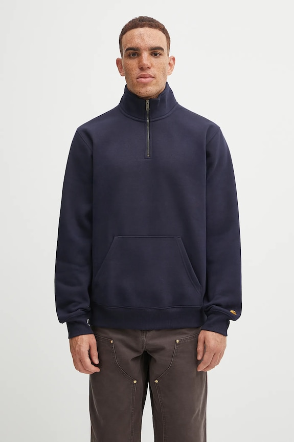 Carhartt WIP felpa Chase Neck Zip Sweat semplice blu navy I033665.00HXX