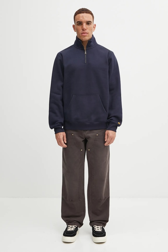 Carhartt WIP felpa Chase Neck Zip Sweat I033665.00HXX blu navy