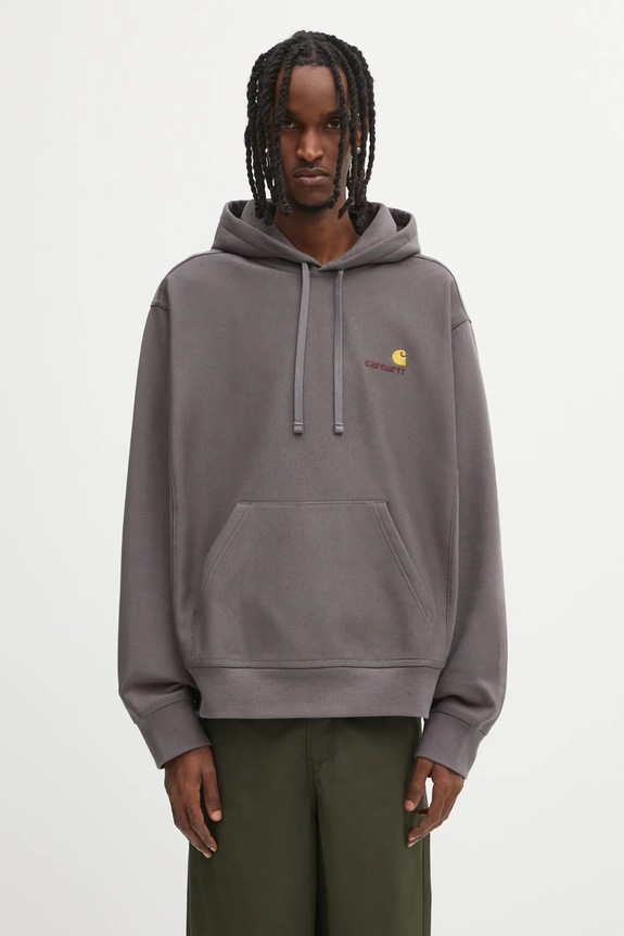 Carhartt WIP bluză Hooded American Script Sweat cu gluga gri I028279.33CXX