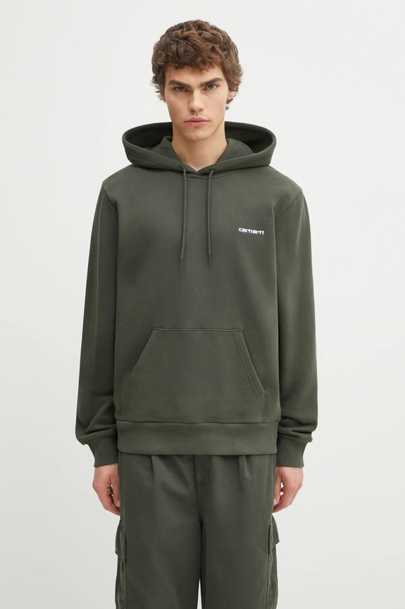 Carhartt WIP cotton sweatshirt Hooded Script Embroidery Sweat cotton green I035392.3CDXX