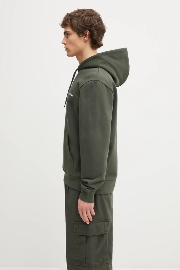 Carhartt WIP cotton sweatshirt Hooded Script Embroidery Sweat I035392.3CDXX green AW25