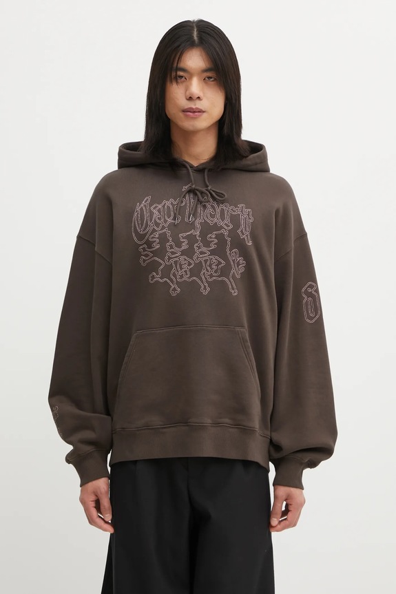 Carhartt WIP cotton sweatshirt Hooded Hackwork Sweat cotton brown I035641.3EEXX