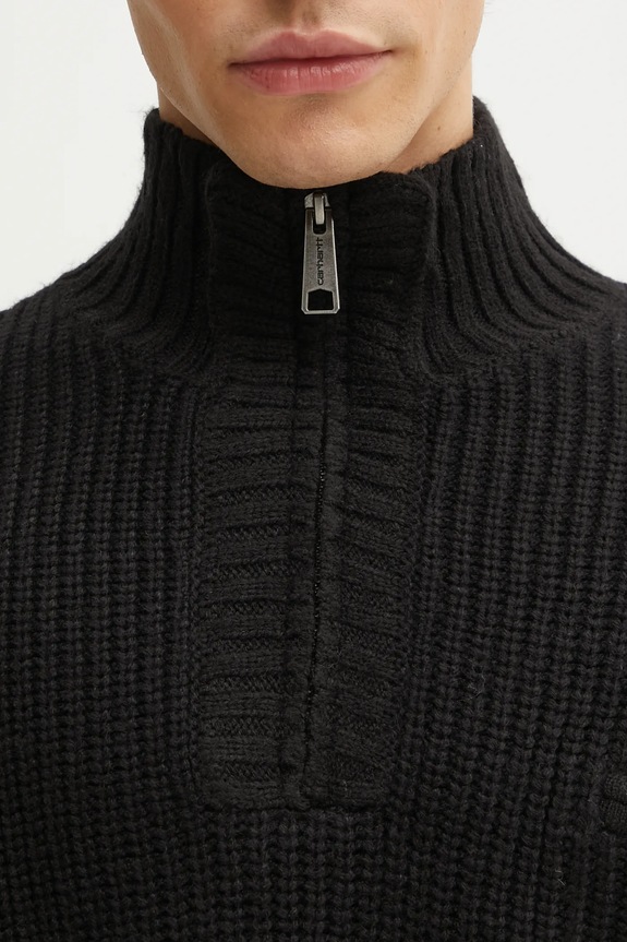 Carhartt WIP sweter z dodatkiem wełny Detroit Half Zip Sweater czarny I035398.89XX