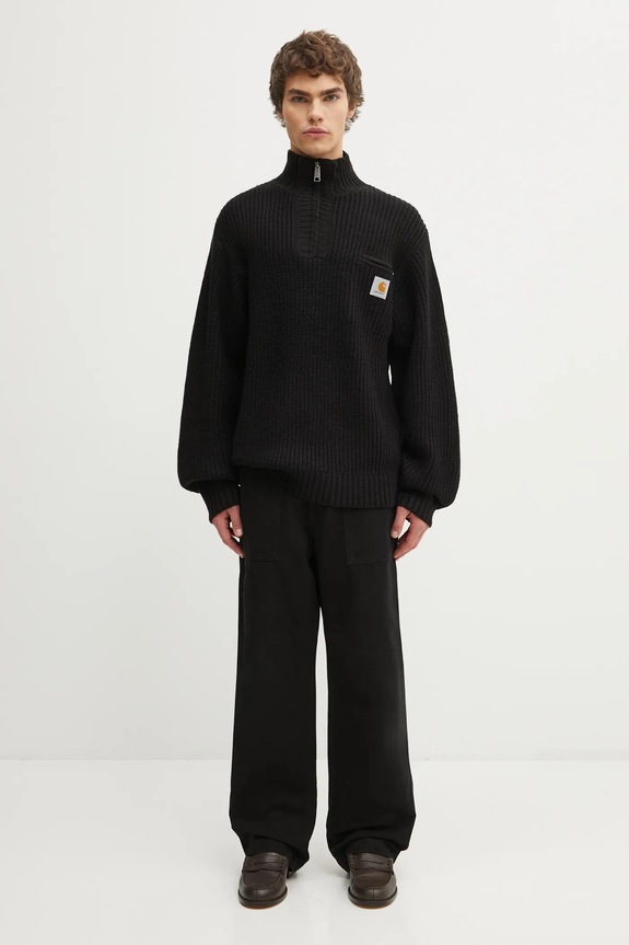 Carhartt WIP sweter z dodatkiem wełny Detroit Half Zip Sweater I035398.89XX czarny