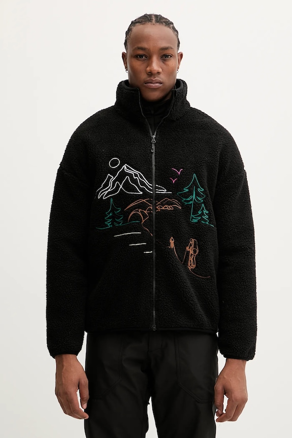 Φλις μπουφάν Picture Hafdals Embro απλικέ μαύρο MSW0493