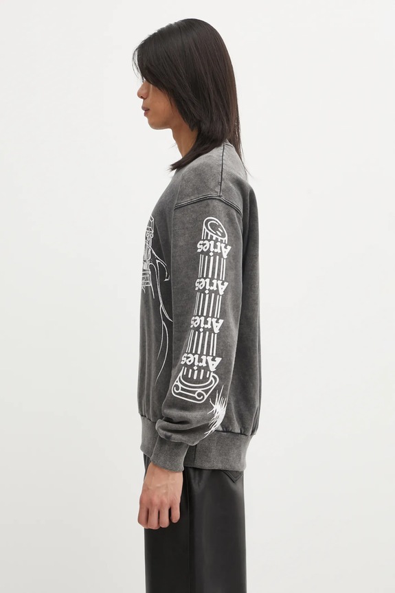Aries cotton sweatshirt Overlord AR2003604 gray AW25