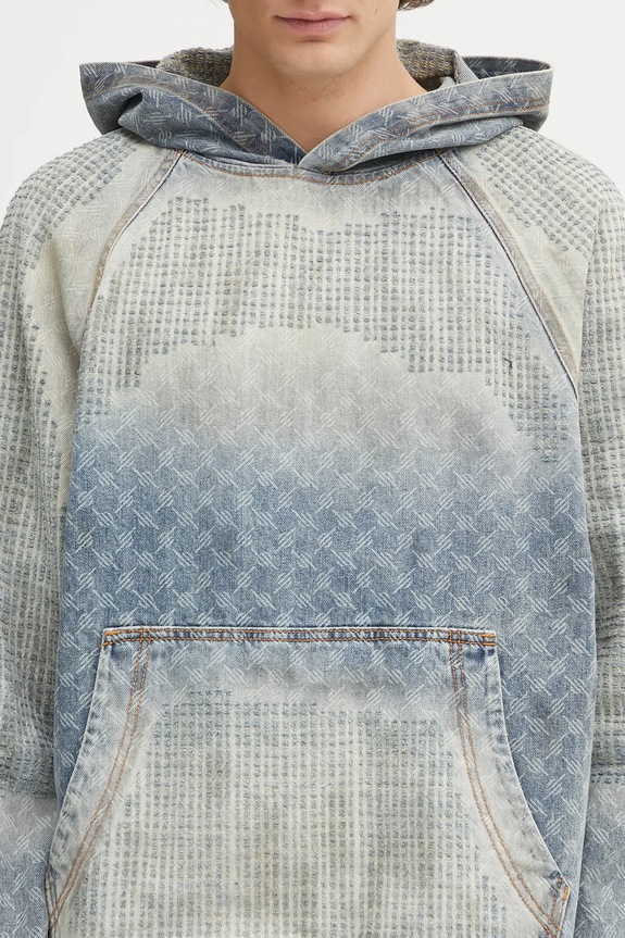 Daily Paper hanorac din denim Destroyed Denim Hoodie albastru 2521025