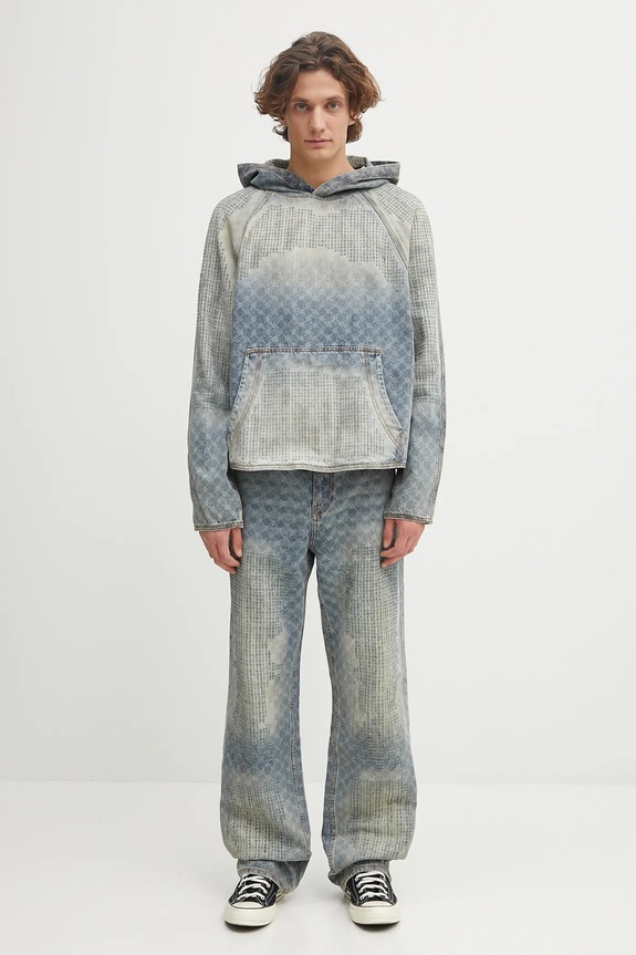 Daily Paper hanorac din denim Destroyed Denim Hoodie 2521025 albastru
