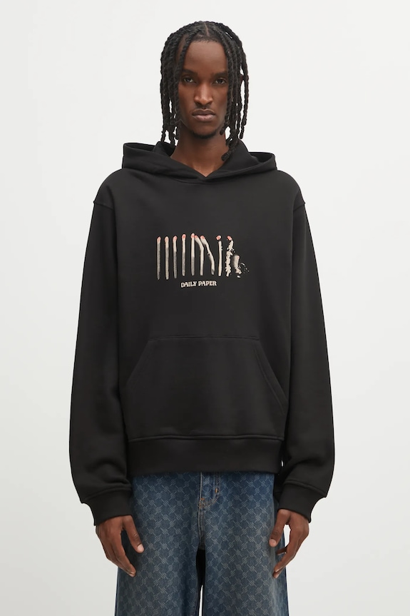 Daily Paper hanorac de bumbac Light Cycle Hoodie print negru 2521100