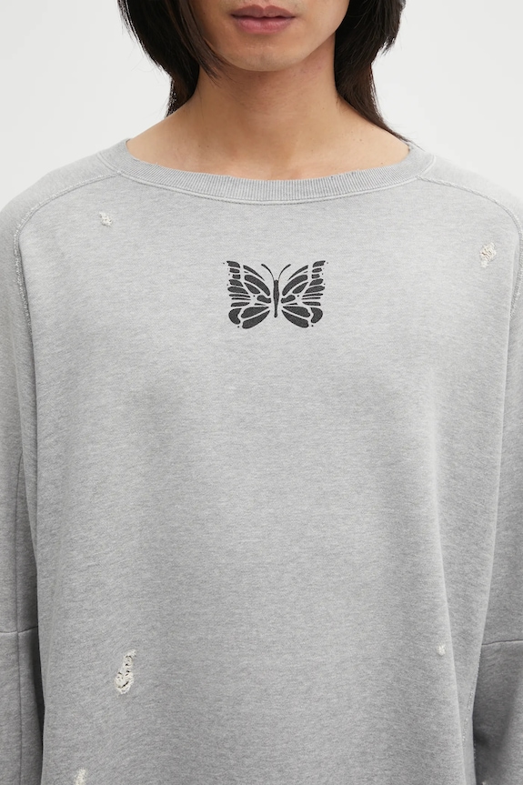Needles cotton sweatshirt Deconstructed gray RW336
