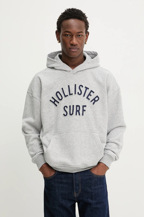 Mikina Hollister Co. s kapucňou sivá KI322.5388.122