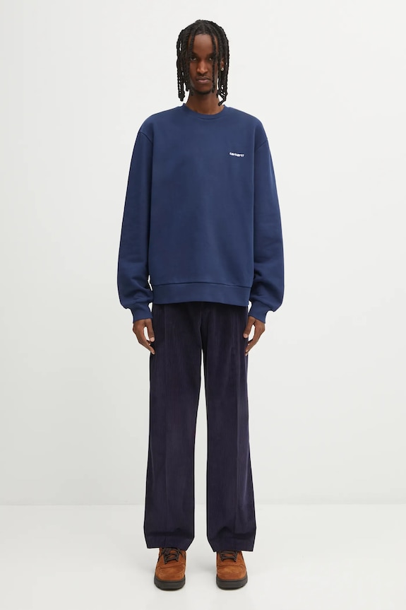 Carhartt WIP bluza bawełniana Script Embroidery I034496.3CCXX granatowy