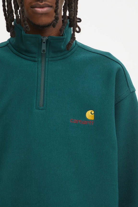 Кофта Carhartt WIP Half Zip American Script зелёный I027014.05AXX