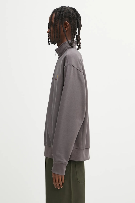Carhartt WIP bluza Half Zip American Script I027014.33CXX szary AW25