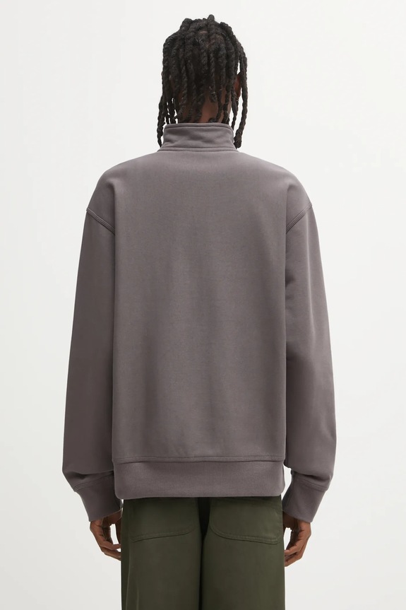 Odzież Carhartt WIP bluza Half Zip American Script I027014.33CXX szary