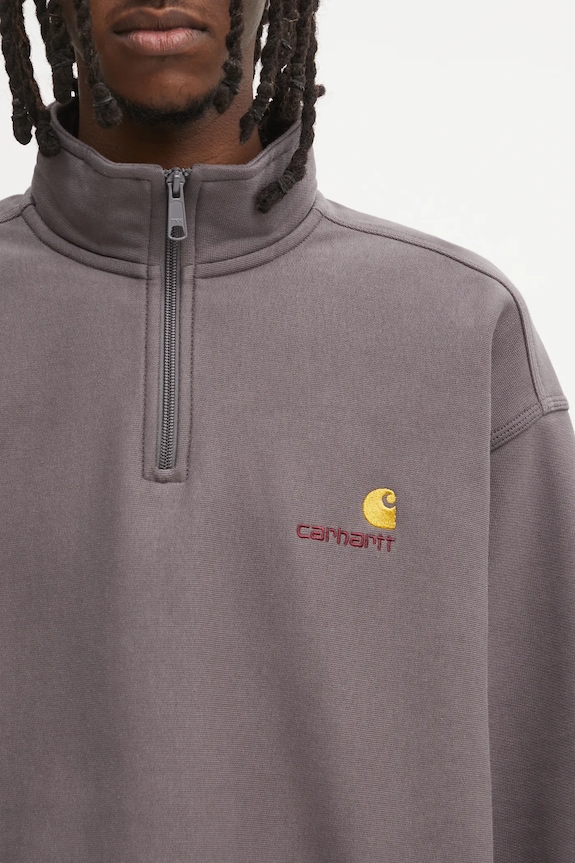 Carhartt WIP bluza Half Zip American Script szary I027014.33CXX