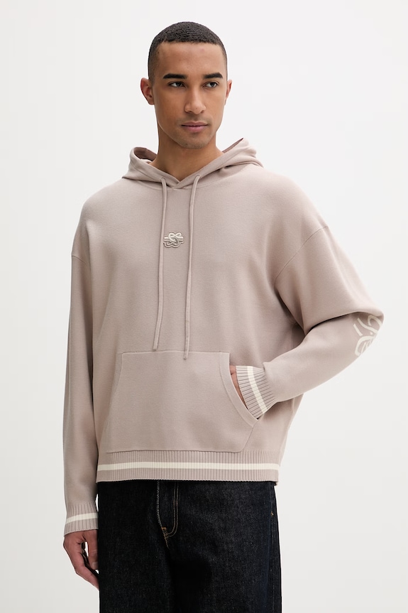 Filling Pieces mikina s kapucňou pánska s viskózou Knit Hoodie béžová 422532500265