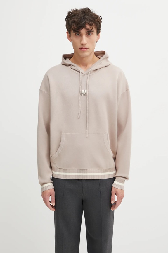 Filling Pieces Knit Hoodie with viscose Men's beige 422532500265