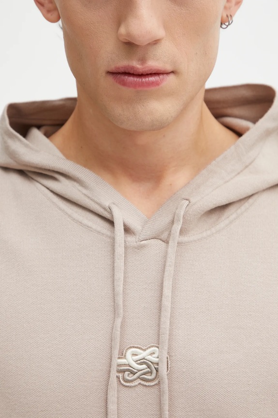 Filling Pieces Knit Hoodie with viscose Men's beige 422532500265