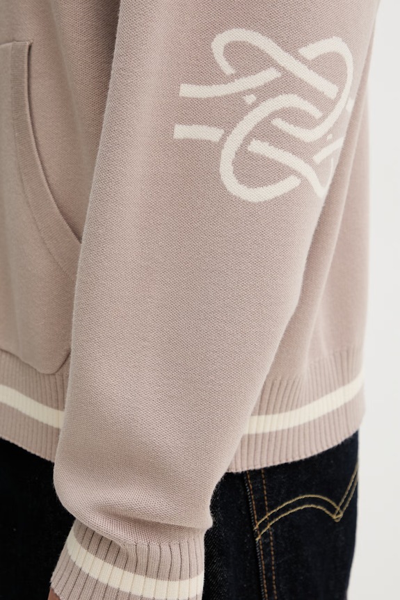 Filling Pieces mikina s kapucňou pánska s viskózou Knit Hoodie 422532500265 béžová