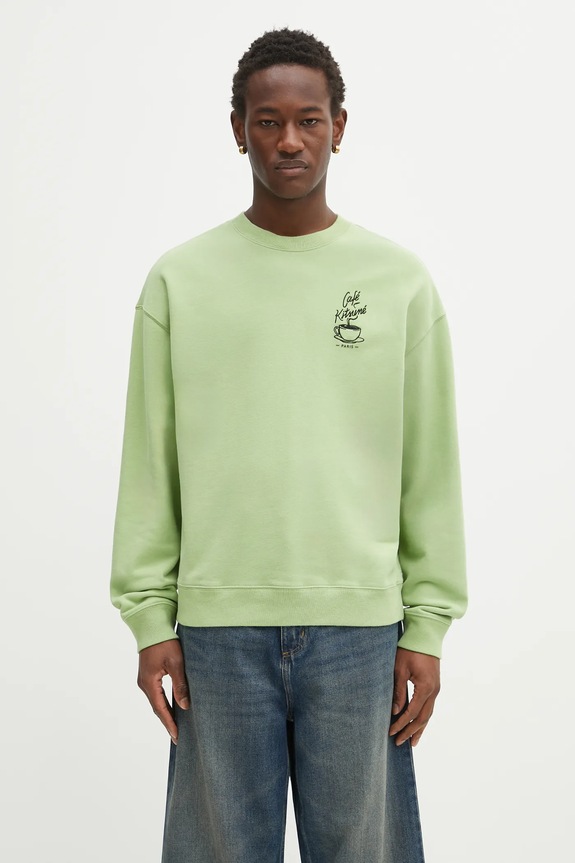 Café Kitsuné cotton sweatshirt Coffee Cup Relaxed applique green CKMU00302KM0330