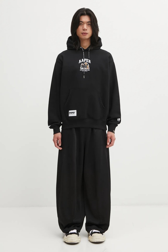 AAPE bluză Aaper Hoodie AAPSWMC370XXP negru