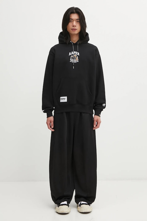 AAPE bluză Aaper Hoodie AAPSWMC370XXP negru