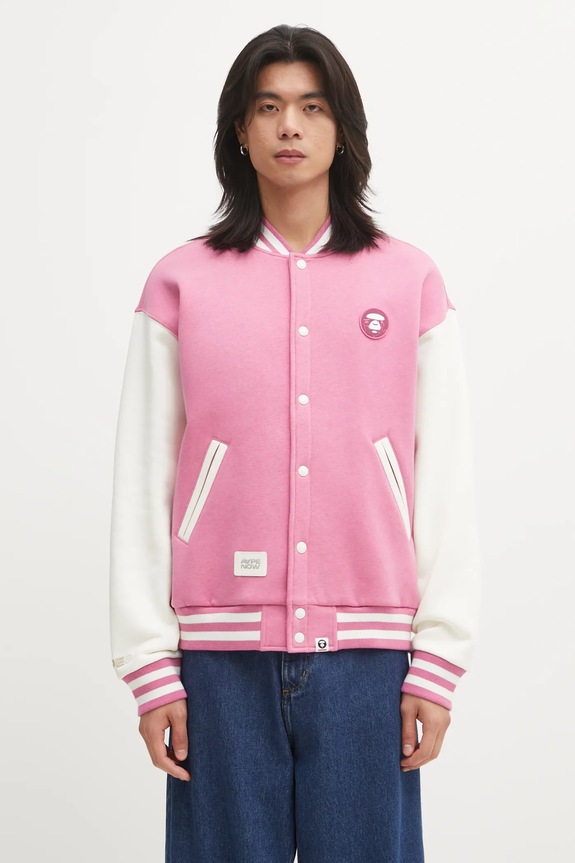 AAPE bluza Now Zip Up wzorzyste różowy AAPSWMC360XAP