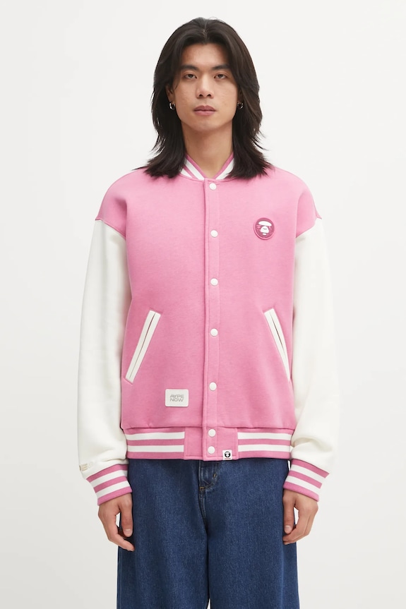 AAPE bluza Now Zip Up wzorzyste różowy AAPSWMC360XAP