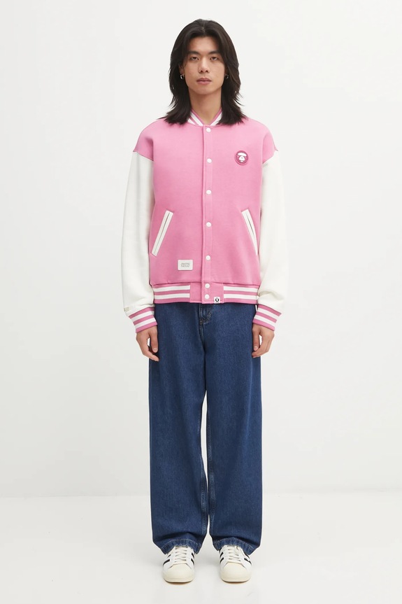 AAPE bluza Now Zip Up AAPSWMC360XAP różowy