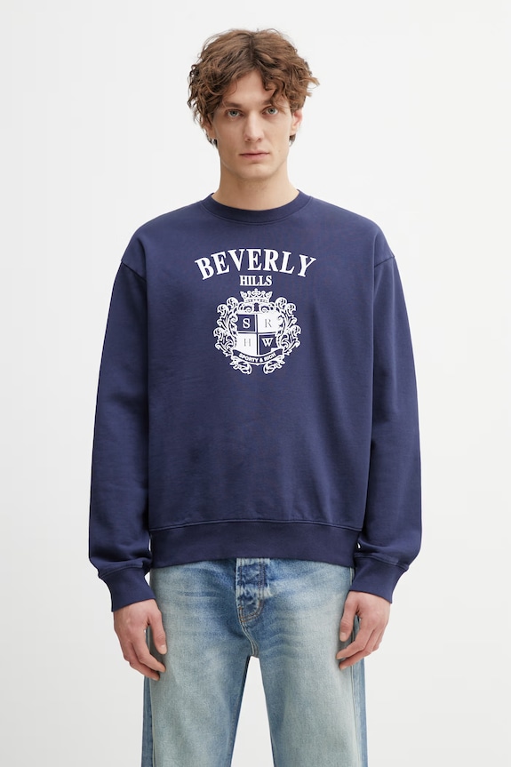 Sporty & Rich BH Crest bluza oversize bawełniana męska granatowy ST07164256BL106