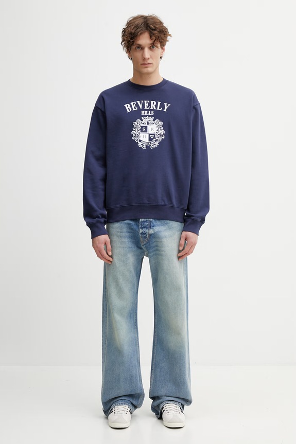 Sporty & Rich BH Crest bluza oversize bawełniana męska ST07164256BL106 granatowy