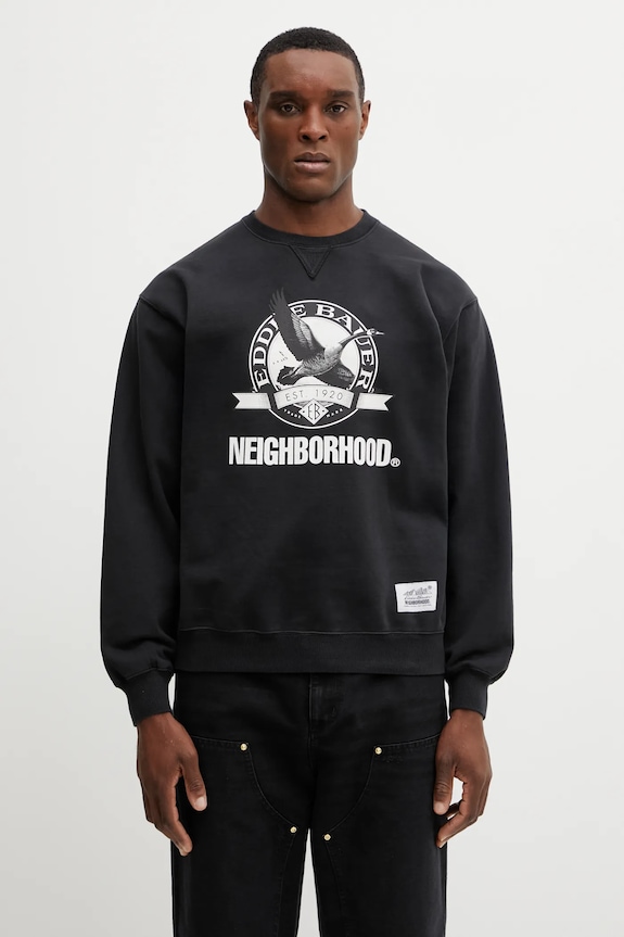 Хлопковая кофта NEIGHBORHOOD X EDDIE BAUER WASHED печать чёрный 252ZMEBN.CSM01