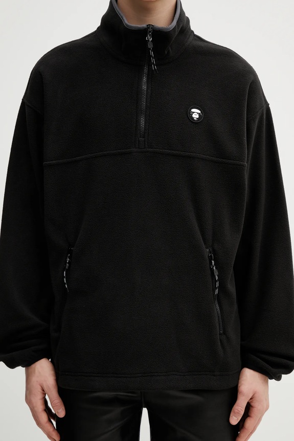 Dukserica od flisa AAPE crna AAPSWMC363XXP