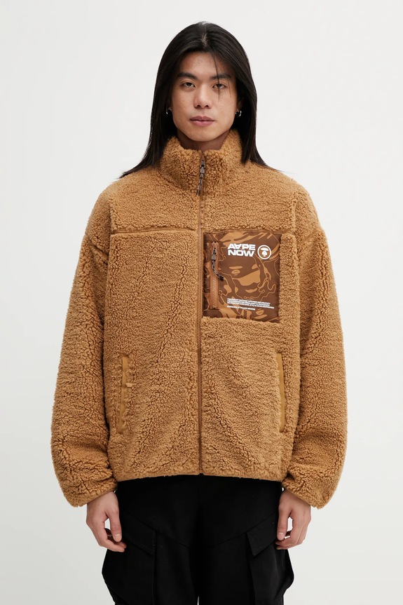 Флісова кофта AAPE гладкий коричневий AAPSWMC365XXP