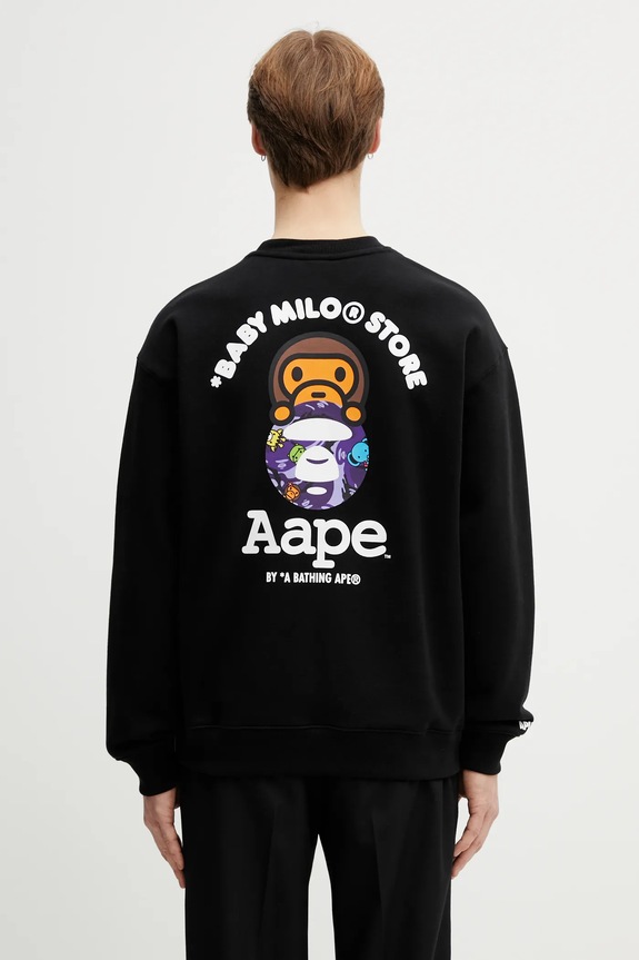 Mikina AAPE potlač čierna AAPSWM9795XXP