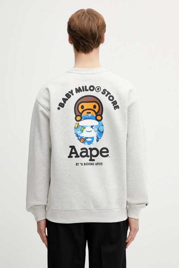 Mikina AAPE potlač sivá AAPSWM9795XAP