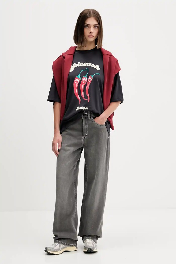 Βαμβακερή μπλούζα Barrow F5BWUAHS047 μπορντό