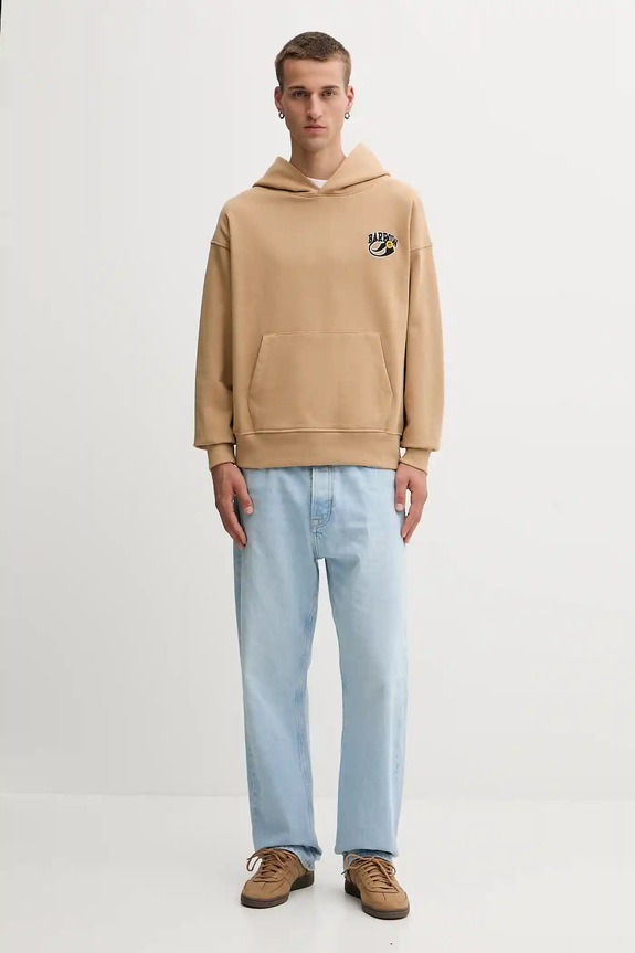 Βαμβακερή μπλούζα Barrow μπεζ F5BWUAHS051